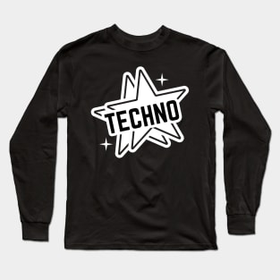 TECHNO  - Double Stars Retro (white) Long Sleeve T-Shirt